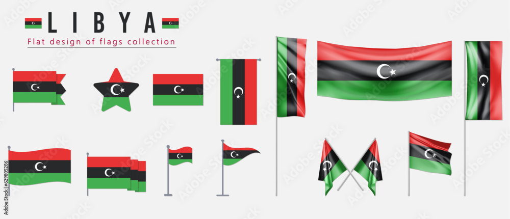 Libya flag, flat design of flags collection Libya flag, flat design of flags collection