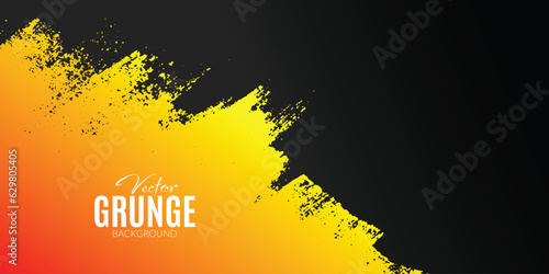 Abstract orange and yellow gradient brush stroke with black new background
