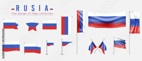 Rusia flag, flat design of flags collection