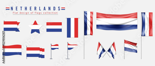 Netherlands flag, flat design of flags collection