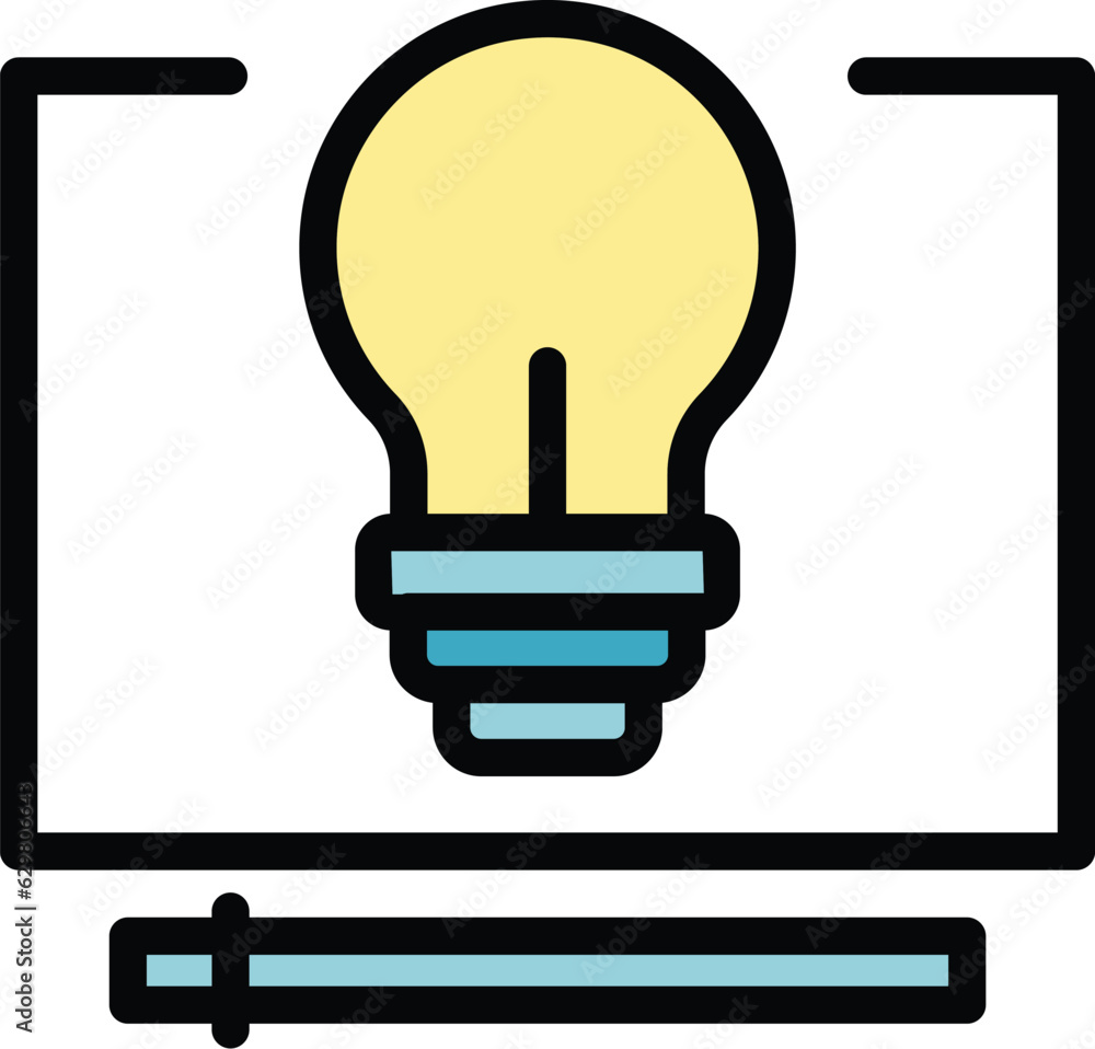 Video idea tutorial icon outline vector. Screen distance. Computer online color flat Video idea tutorial icon outline vector. Screen distance. Computer online color flat