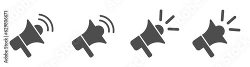 Megaphone flat icons set