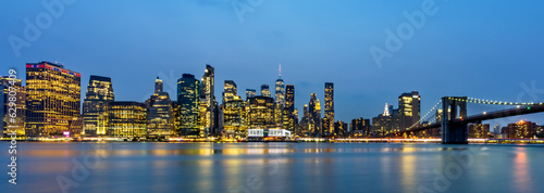 Famous view of Manhattan at blue hour, New York