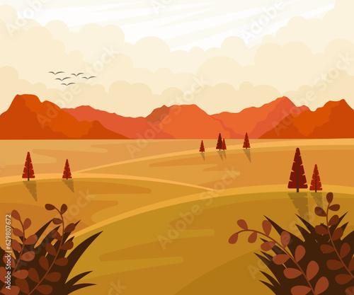 open nature in autumn scenery for background