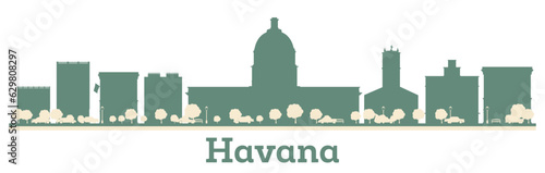 Abstract Havana city skyline silhouette with color buildings. Vector illustration.