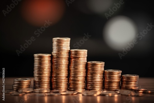 Coins money stacking. Business growth concept.