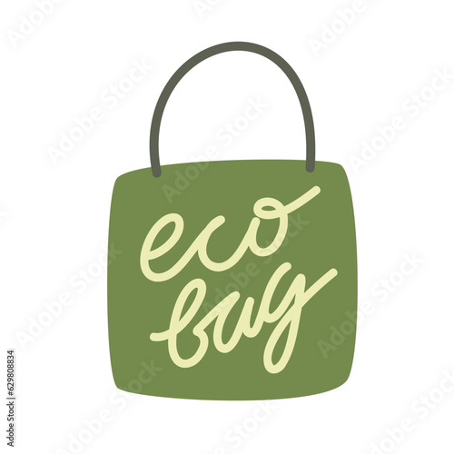 Eco Cloth Bag Tote Isolated on green background.