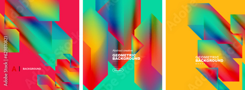 Set of abstract backgrounds. Overlapping geometric elements composition. Vector Illustration For Wallpaper, Banner, Background, Card, Book Illustration, landing page