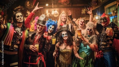 group of people in the halloween party