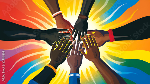 a diverse group of Aboriginal and Torres Strait Islander individuals joining hands, symbolizing unity and resilience