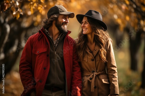 romantic couple in autumn season