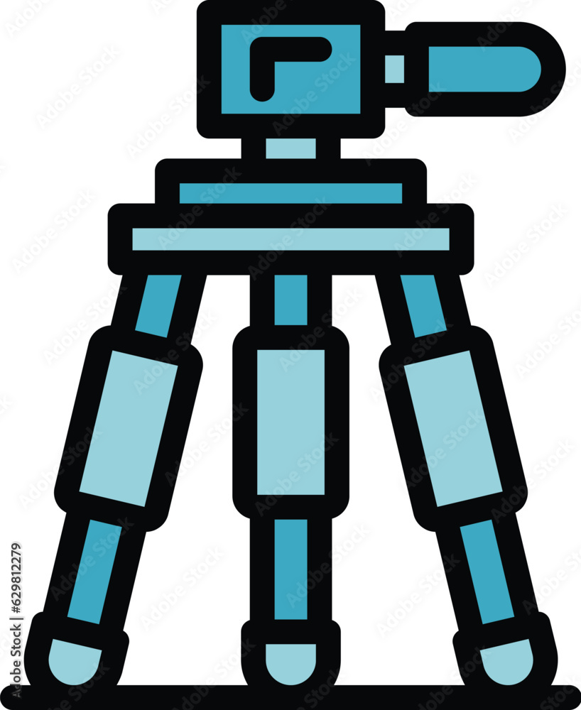 Tripod equipment icon outline vector. Photo studio. Video shoot color flat Tripod equipment icon outline vector. Photo studio. Video shoot color flat