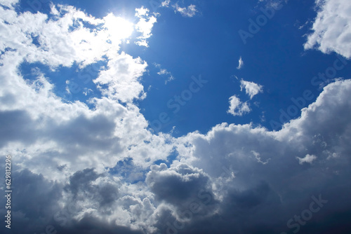 Blue sky background. Blue sky with white clouds. Beautiful sky