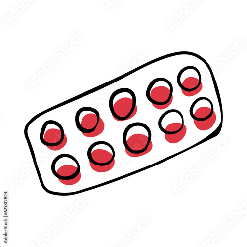 Doodle blister with pills. AIDS Day. HIV treatment