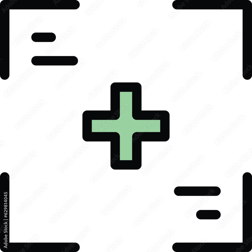 Obraz premium Camera focus icon outline vector. Photo studio. Film session color flat