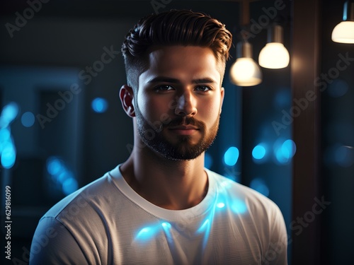 portrait of a man in a nightclub studio