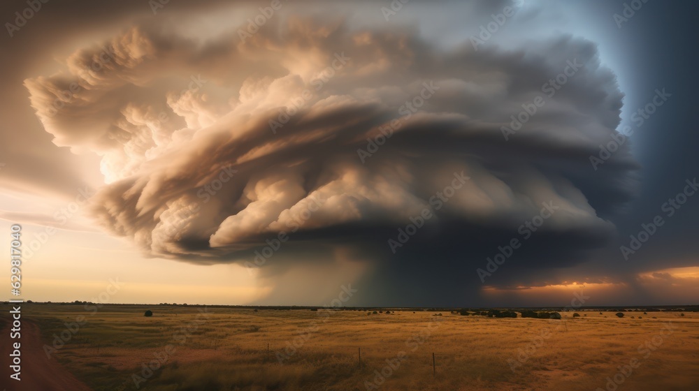 storm warning, supercell, heavy rain in summer, with hail. Generative Ai. storm warning, supercell, heavy rain in summer, with hail. Generative Ai.