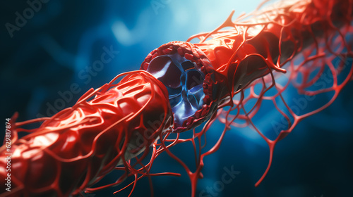 The image displays a close-up view of a stent retriever in action, positioned within a blood vessel to retrieve a clot photo