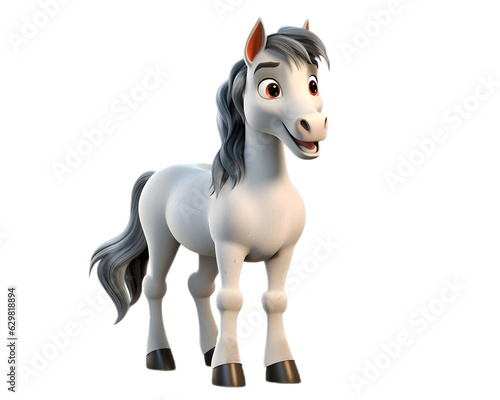 Adorable 3D Horse in Farm: Cute Livestock Transparent Background Generative Ai