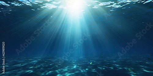 Beautiful blue ocean background with sunlight and undersea scene