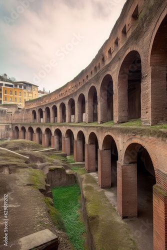 Flavian amphitheater in Pozzuoli town, Naples, Italy, Generative AI