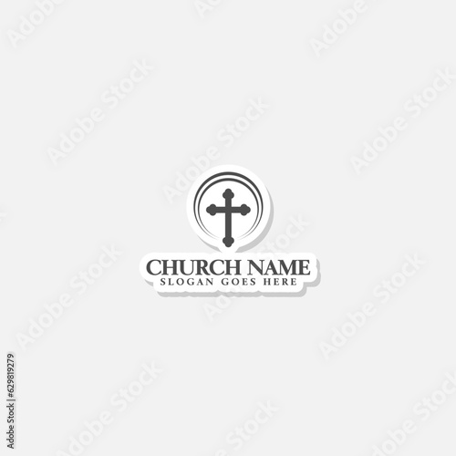 Church logo design template icon sticker