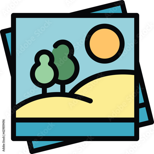 Eco travel images icon outline vector. Nature tourism. Walk forest color flat