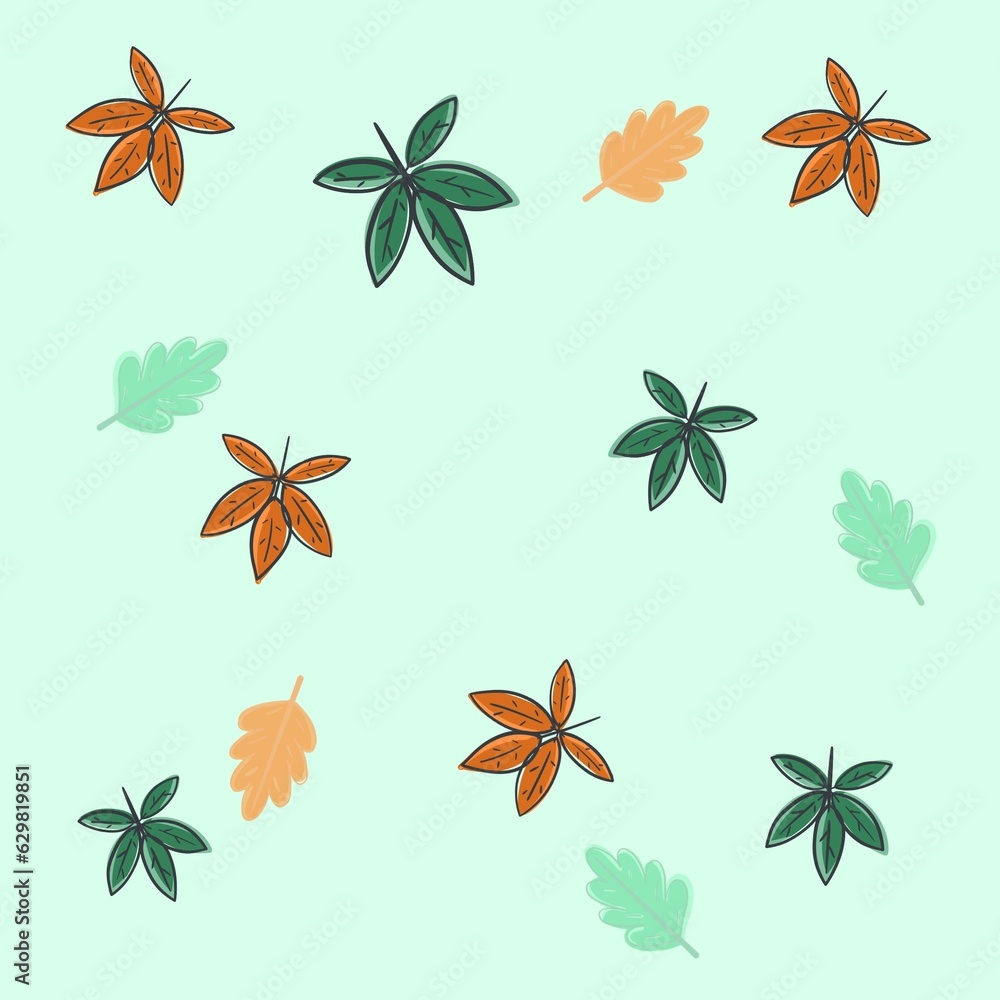 Obraz premium hand drawn leaves background