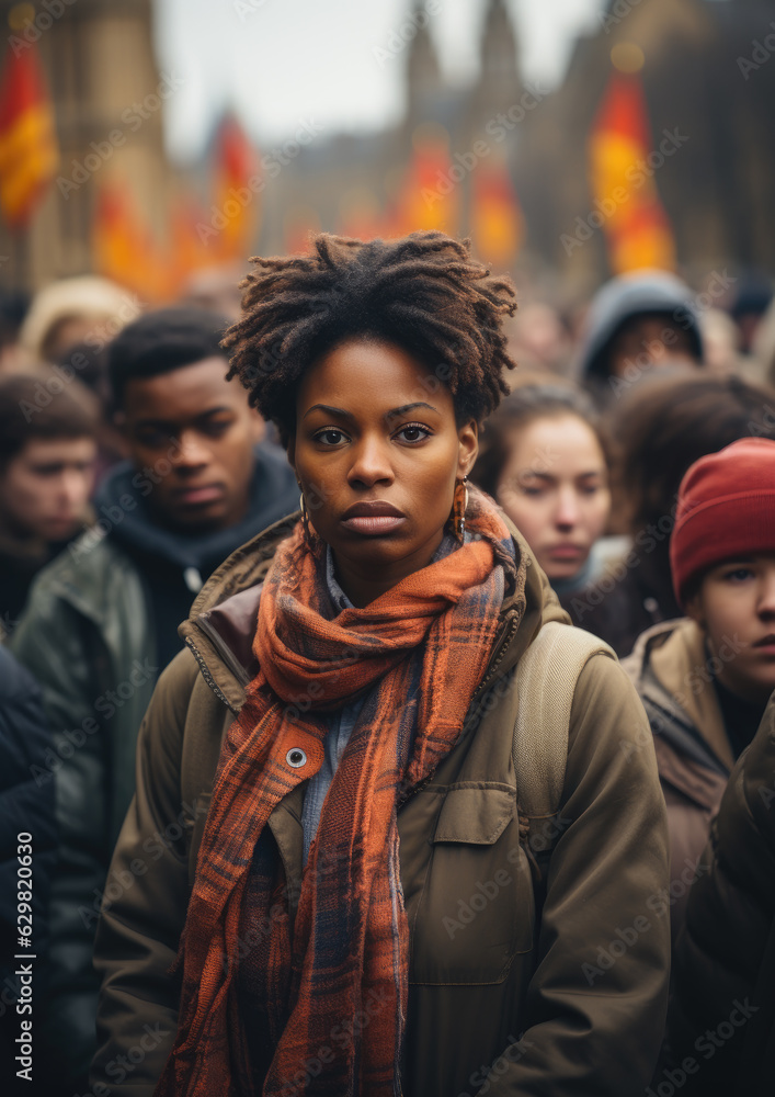 Diverse Group of People Protesting in the the Street Diverse Group of People Protesting in the the Street