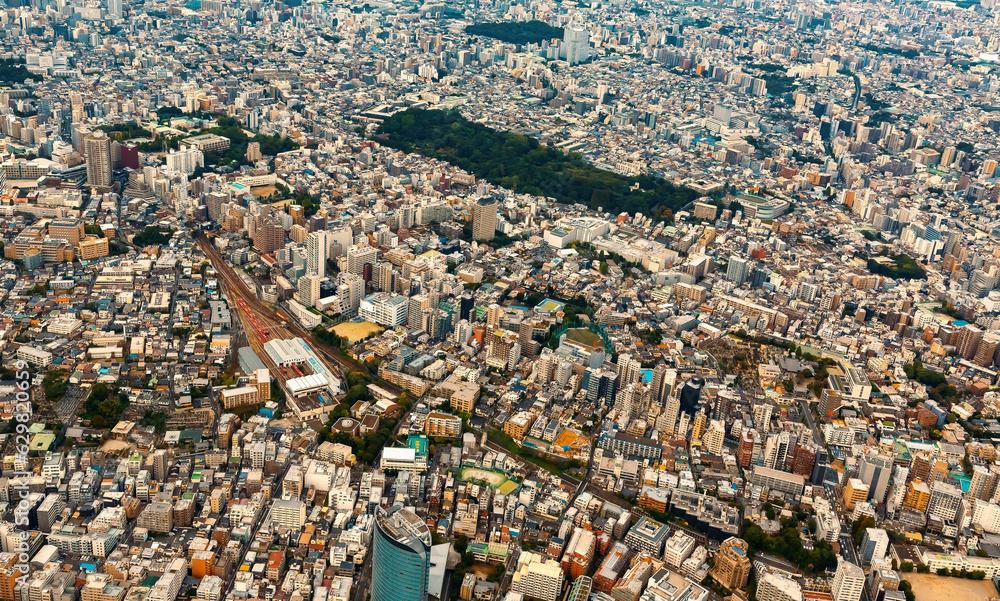 Obraz premium Aerial view of Taito City Tokyo, Japan