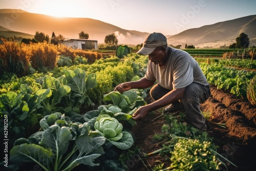 farmer planting plant in field, agricultural 