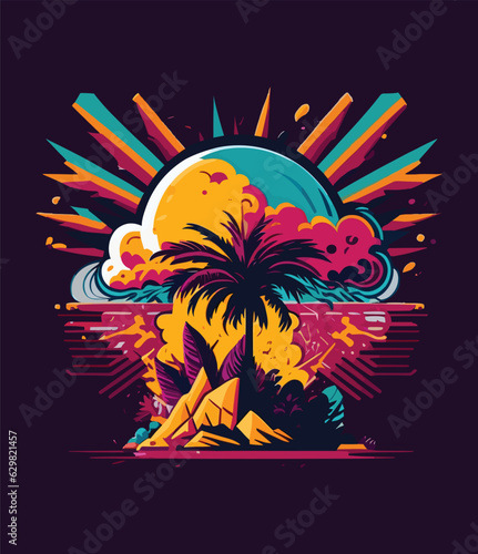 Summer plum tree vector illustration design