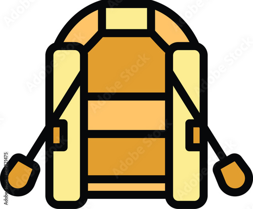 River rubber boat icon outline vector. People travel. Eco nature color flat