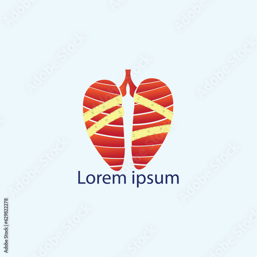 ilustrasi vektor logo paru paru dengan konsep paru dengan perban

