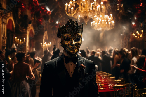 man with mask in party ai generative art