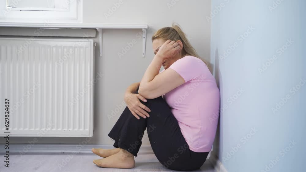 Mentally ill woman is afraid. Mentally ill woman is afraid.