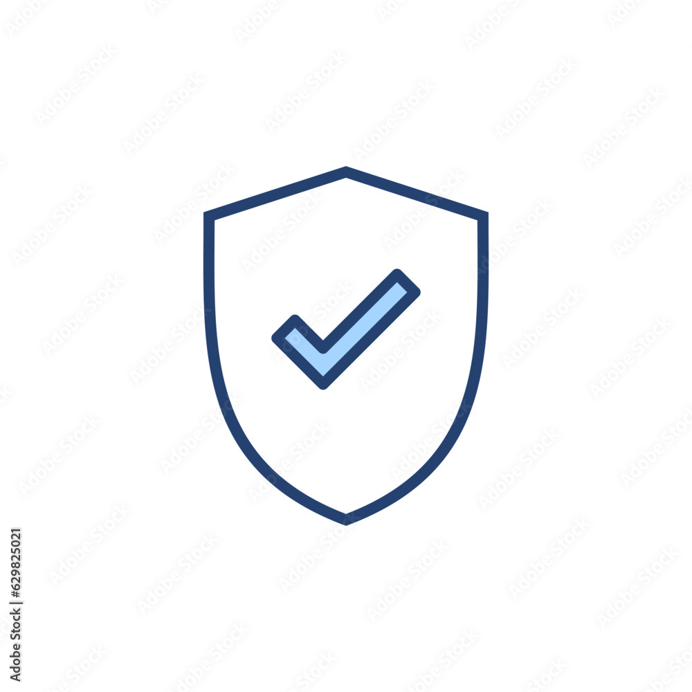 Shield check mark icon vector. Protection approve sign. Insurance icon Shield check mark icon vector. Protection approve sign. Insurance icon
