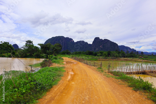 Landscape of countryside road and mountain.