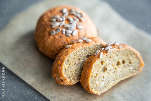 Fotografie Vegan Lentil Bread Gluten Free Ezekiel or Bible. Ready to Eat.