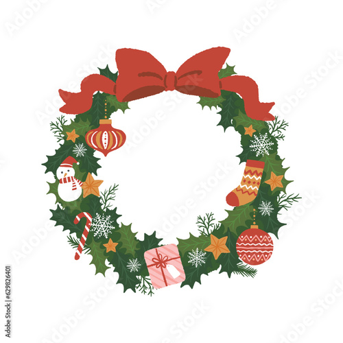 クリスマスリースのイラスト