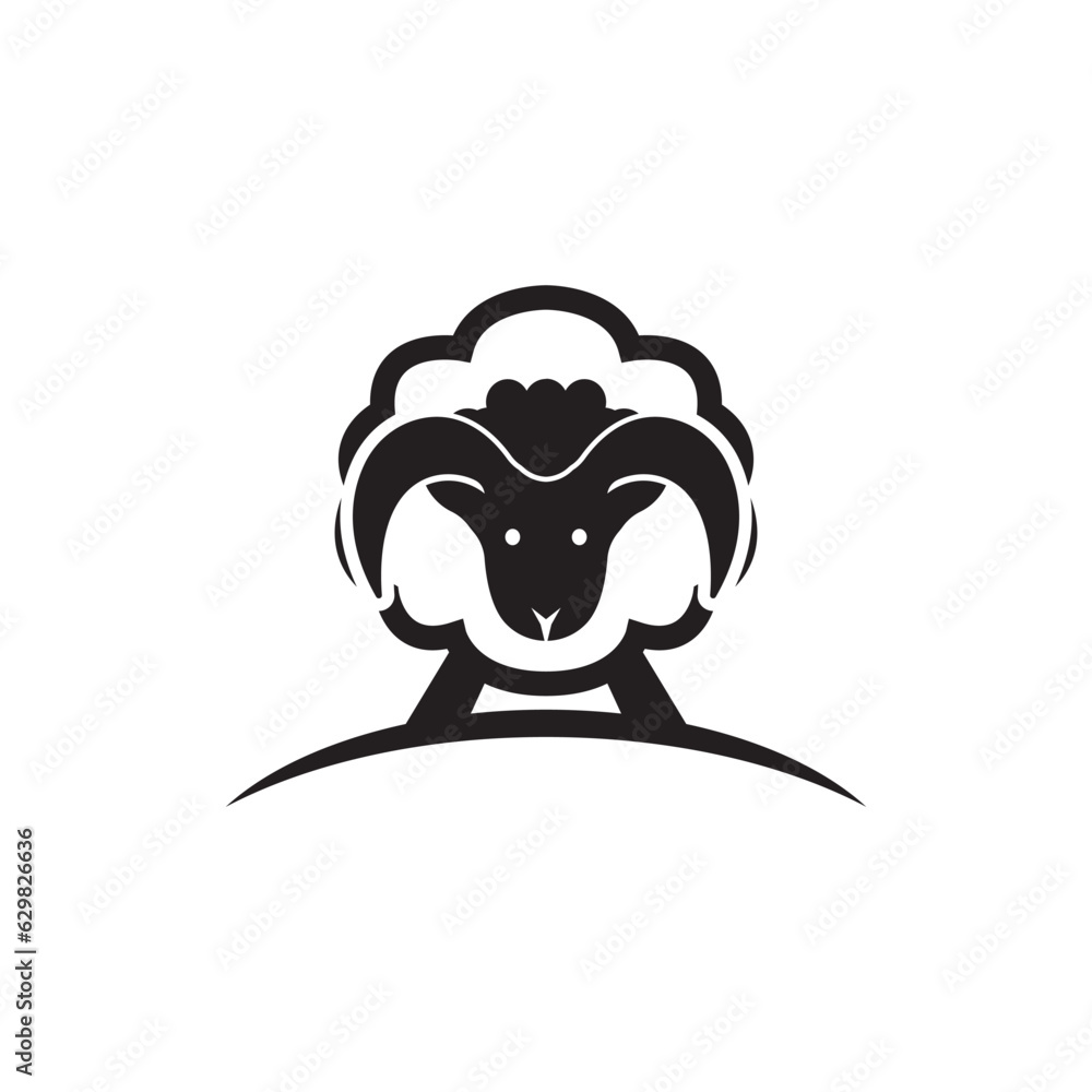 Obraz premium Cute sheep logo vector icon illustration design