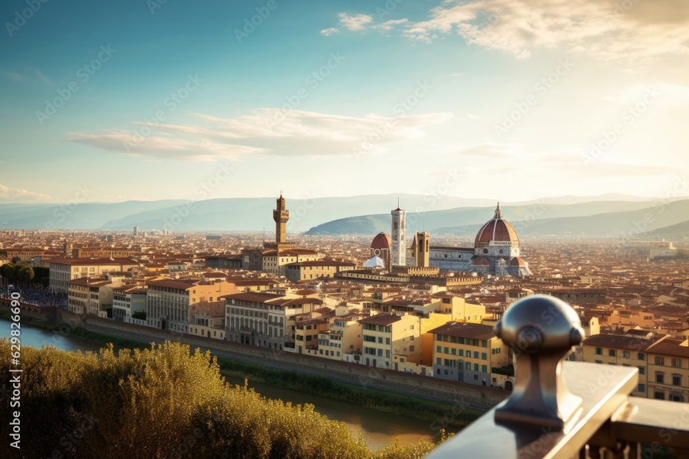 Panorama of Florence city in Italy, Generative AI