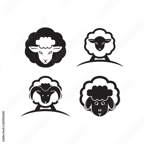 Cute sheep logo vector icon illustration design