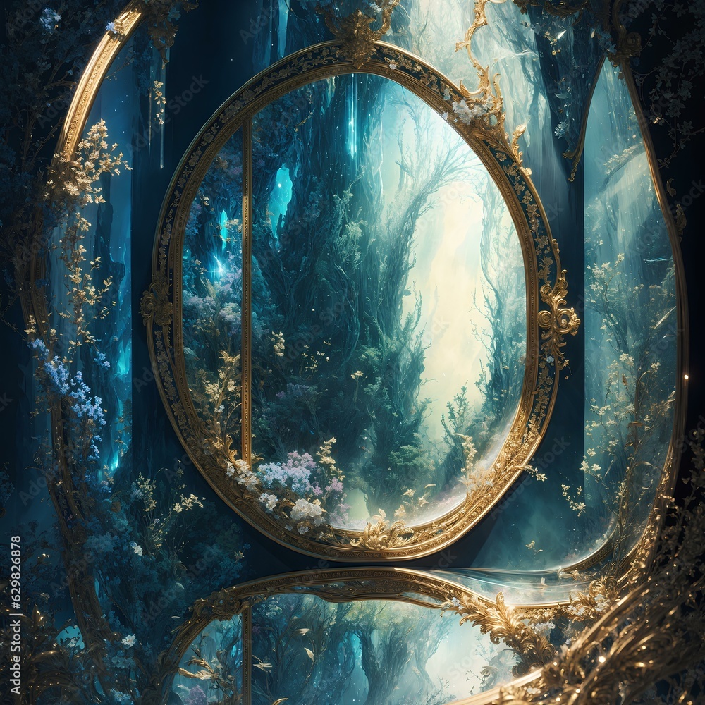 Obraz premium A large mirror under the sea reflects the image of the deep sea