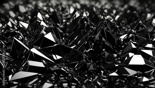Abstract illustration of a black charcoal crystal background