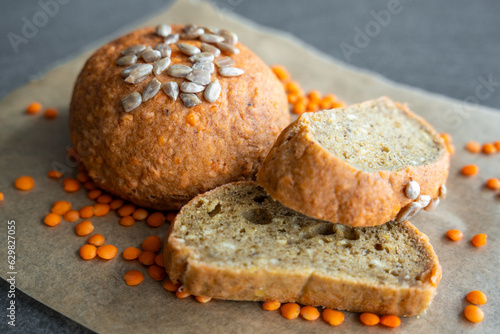 фотографія Vegan Lentil Bread Gluten Free Ezekiel or Bible. Ready to Eat.