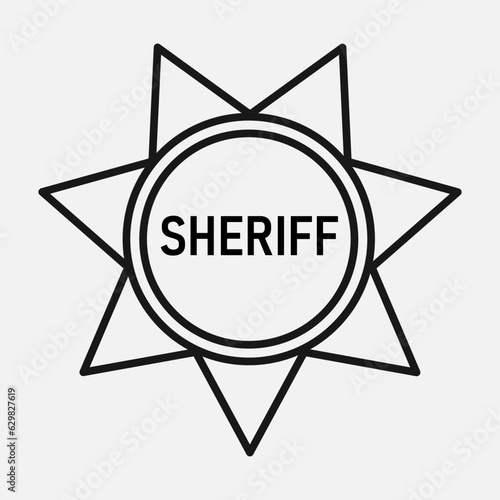 Sheriff badge line icon.  7  seven pointed star old american emblem. Marshal insignia. Vector illustration
