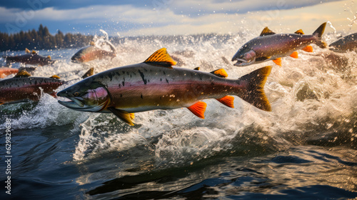 Majestic Salmon Spawning in a Beautiful River photo