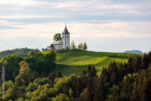 Jamnik church on the hill in Slovenia