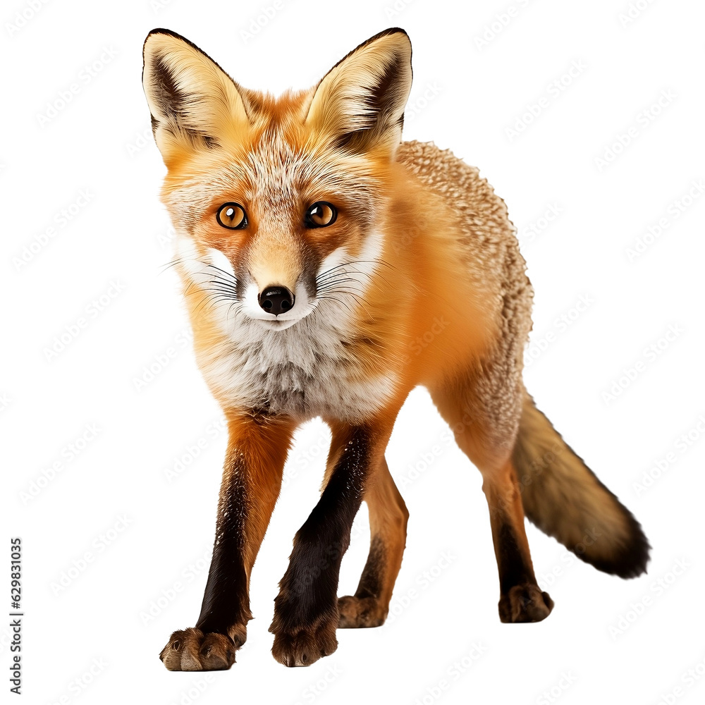 Fototapeta premium red fox vulpes isolated on white background